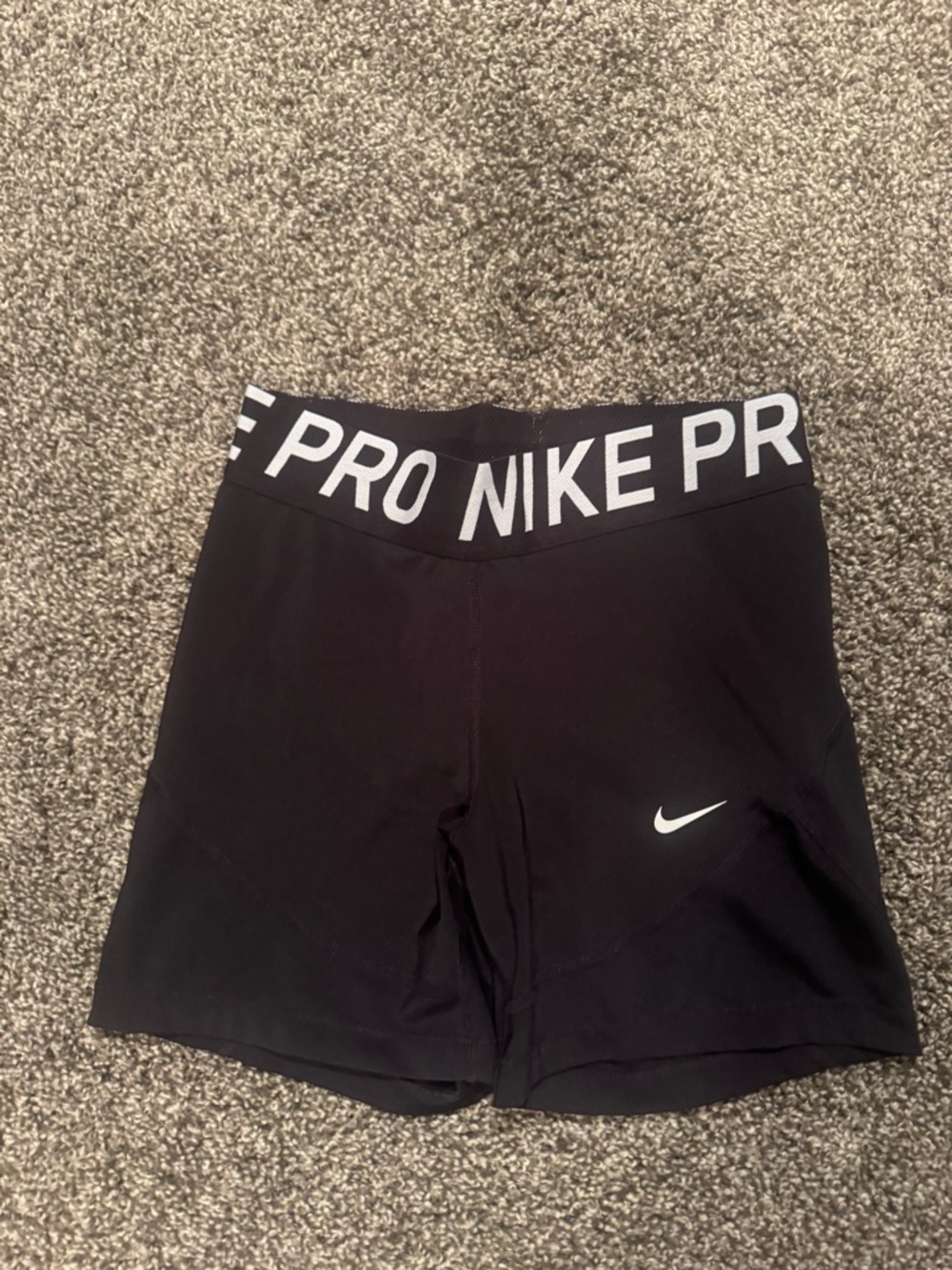 Nike Black Compression Shorts with White Swoosh and NIKE PRO Waistband